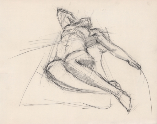 Foreshortened-laying-female-charcoal